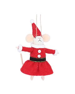 Gisela Graham Mixed Wool Mrs Santa Mouse Decoration